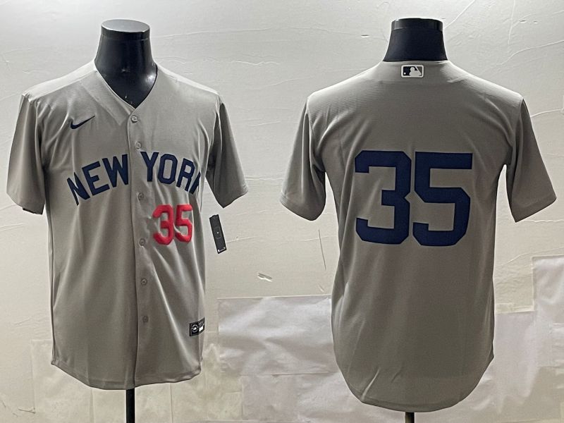 Men New York Yankees #35 No Name Grey Game 2025 Nike MLB Jersey style 3162